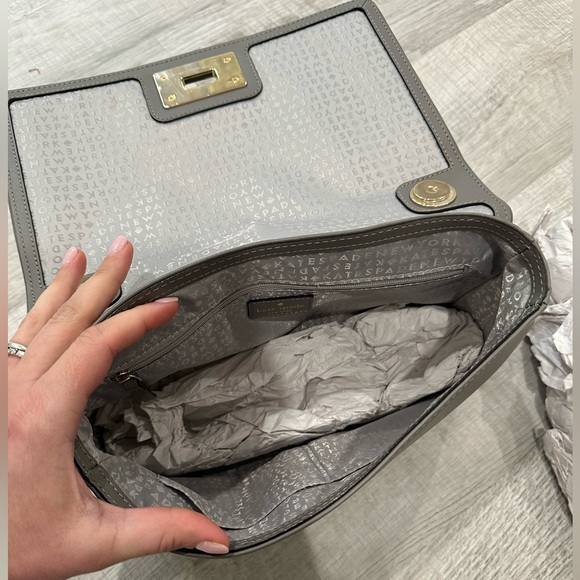 Kate Spade Calf Hair Leather Gray Shoulder Gold Chain Bag - Picture 6 of 8